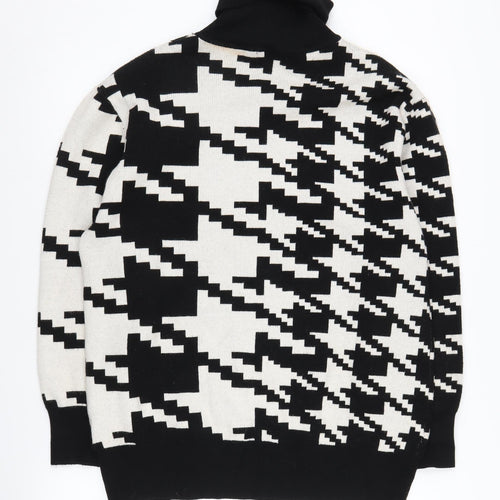 Sweewë Women's Black Geometric Roll Neck Sweater M