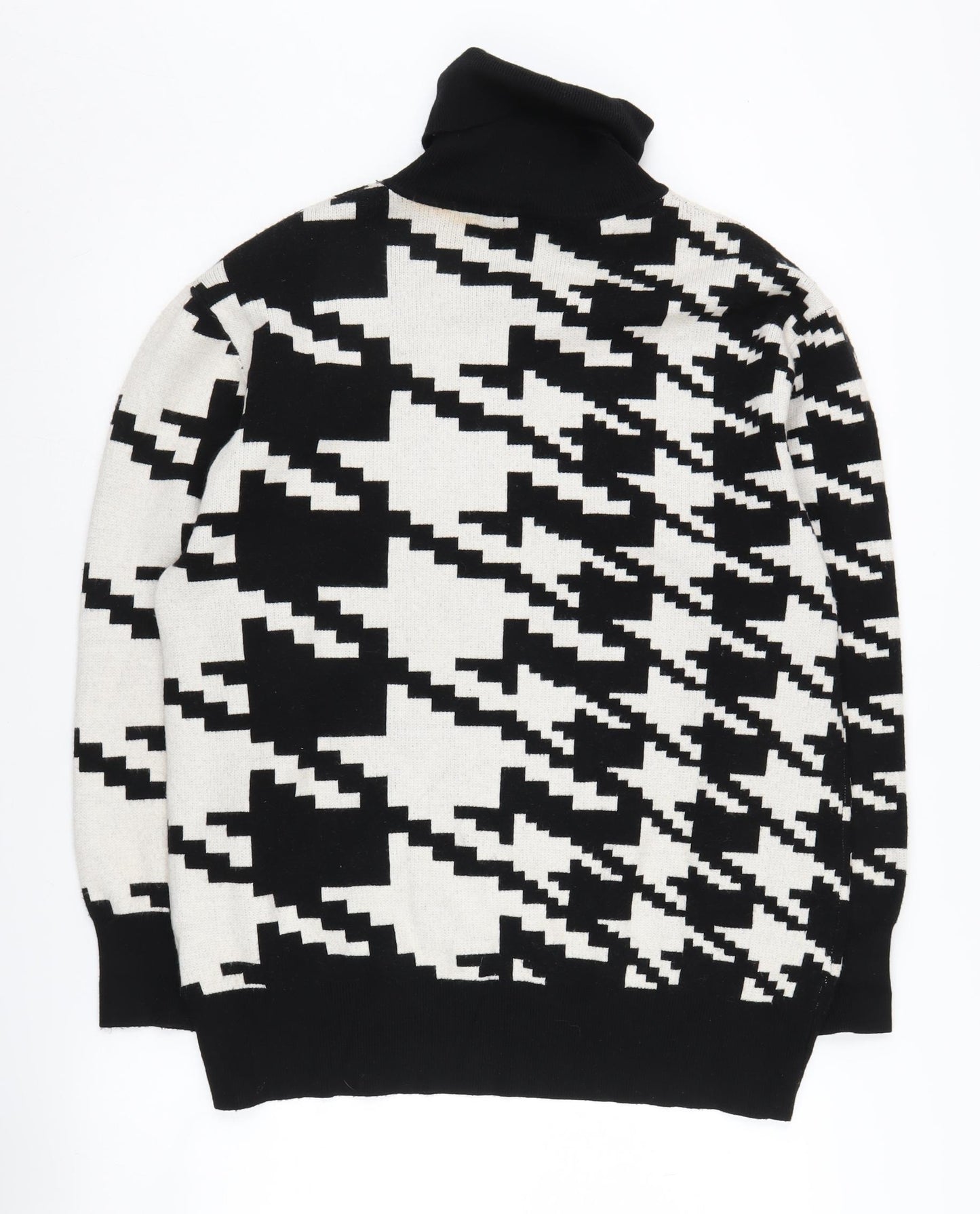 Sweewë Women's Black Geometric Roll Neck Sweater M