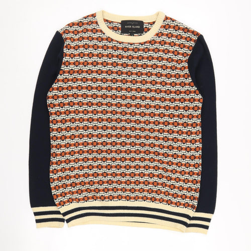 River Island Men's Multicoloured Geometric Pullover S