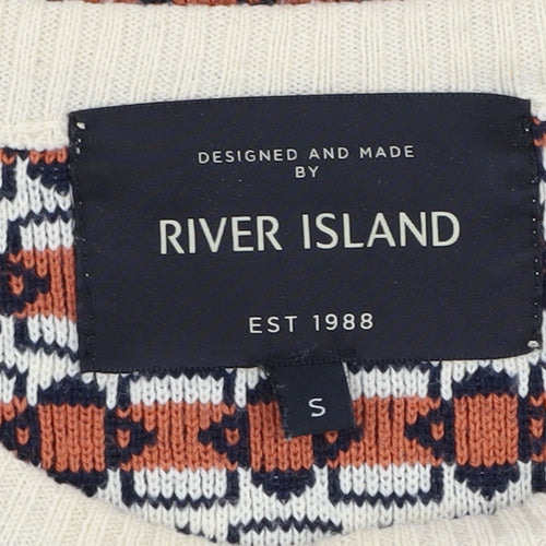 River Island Men's Multicoloured Geometric Pullover S
