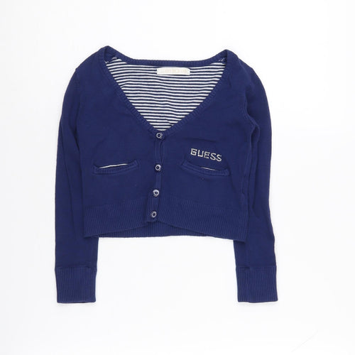 Guess Blue Girls Cardigan Long Sleeve Viscose Blend Size 4