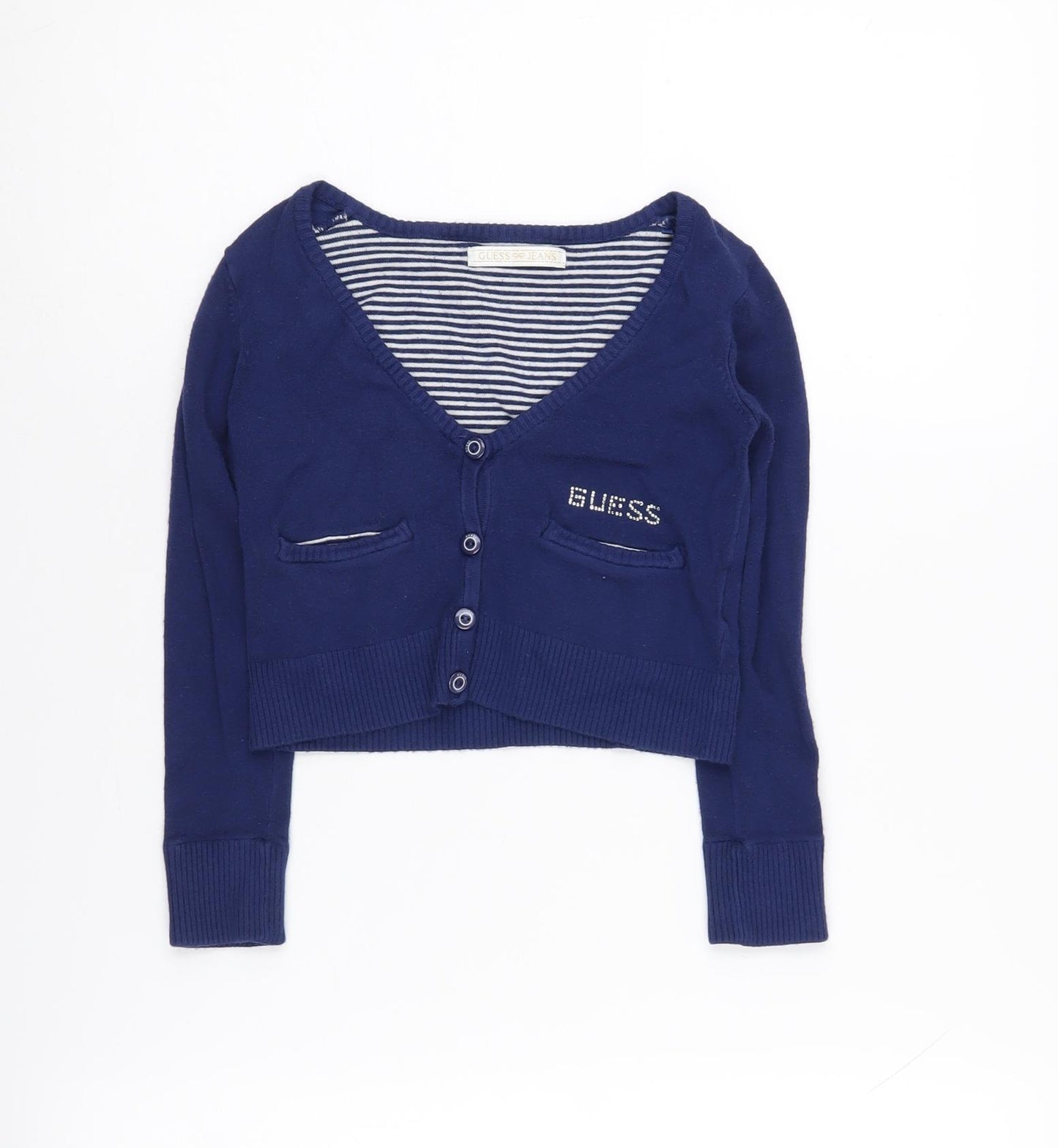 Guess Blue Girls Cardigan Long Sleeve Viscose Blend Size 4