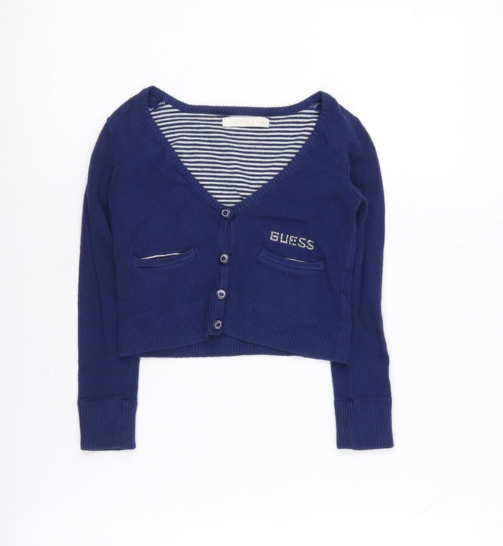 Guess Blue Girls Cardigan Long Sleeve Viscose Blend Size 4