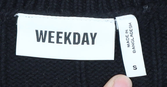 Weekday Men's Black S Vest V-Neck Logo Jumper