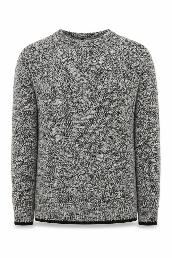 Front view of Topman Men's Grey V-Neck jumper, size S