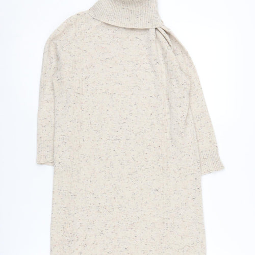 Mango Women's Beige Tunic Jumper, Size 10, Roll Neck