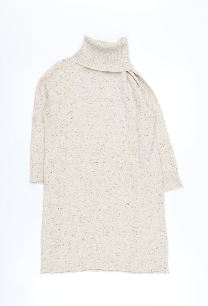 Mango Women's Beige Tunic Jumper, Size 10, Roll Neck