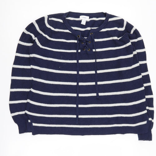 Old Navy Women's Blue Striped Pullover Jumper S