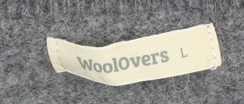 WoolOvers Women's Grey Striped Lambswool Pullover, Size L