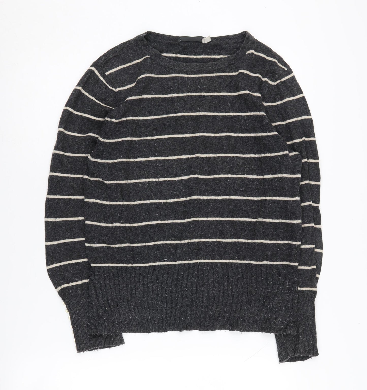 Mint Velvet Women's Grey Striped Jumper M Long Sleeve
