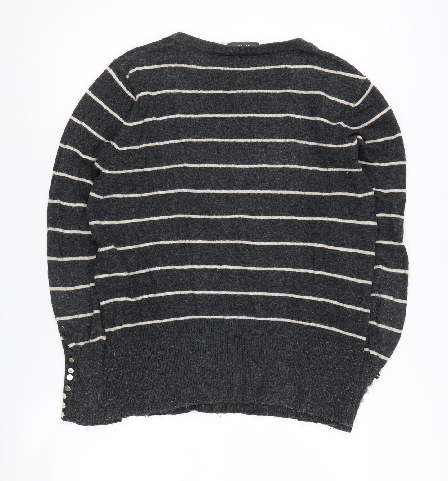 Mint Velvet Women's Grey Striped Jumper M Long Sleeve