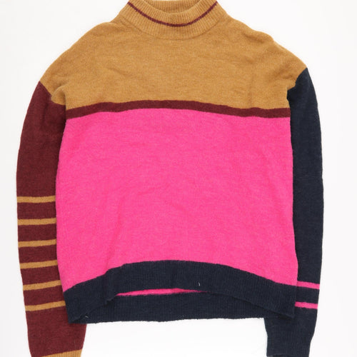 Pulz Jeans Women's Multicoloured High Neck Pullover Jumper