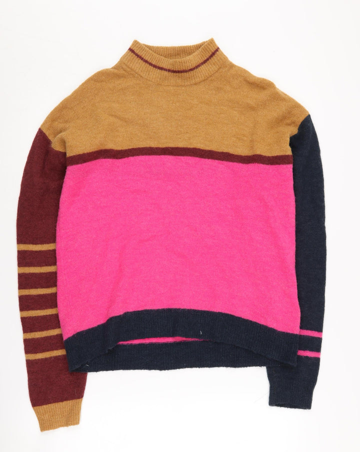 Pulz Jeans Women's Multicoloured High Neck Pullover Jumper