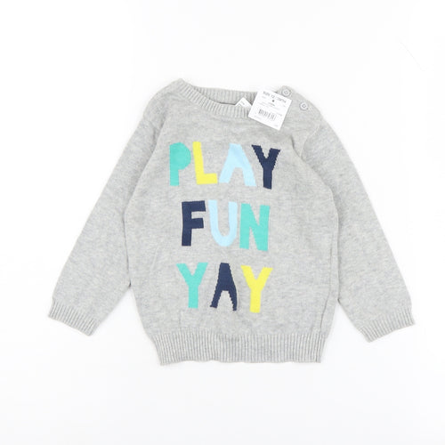 Tiny Little Wonders Unisex Grey Pullover Jumper 12-18 Months