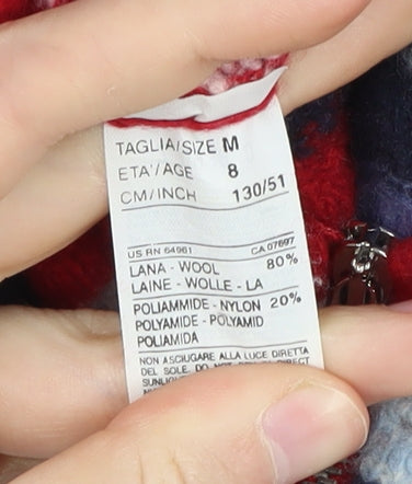 Benetton Girls Multicoloured Striped Full Zip Wool Jumper, Size 8