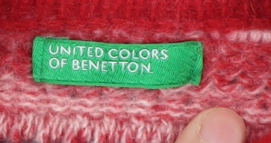 Benetton Girls Multicoloured Striped Full Zip Wool Jumper, Size 8