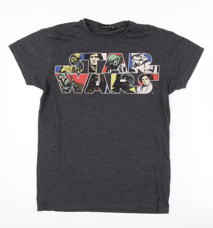 Star Wars Men's Grey Graphic T-Shirt Size S