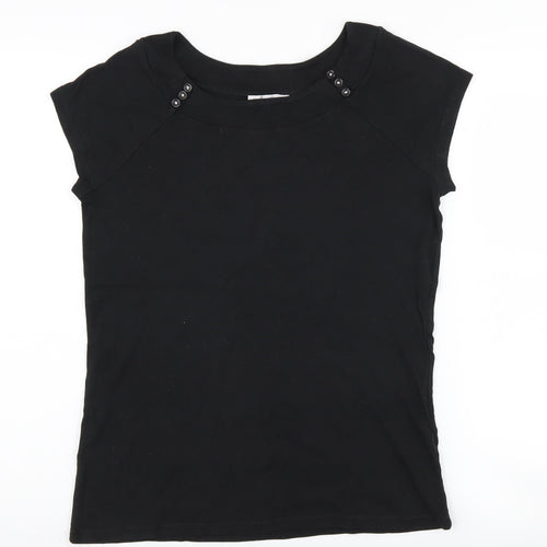 Laura Ashley Women's Black Boat Neck T-Shirt Size 14