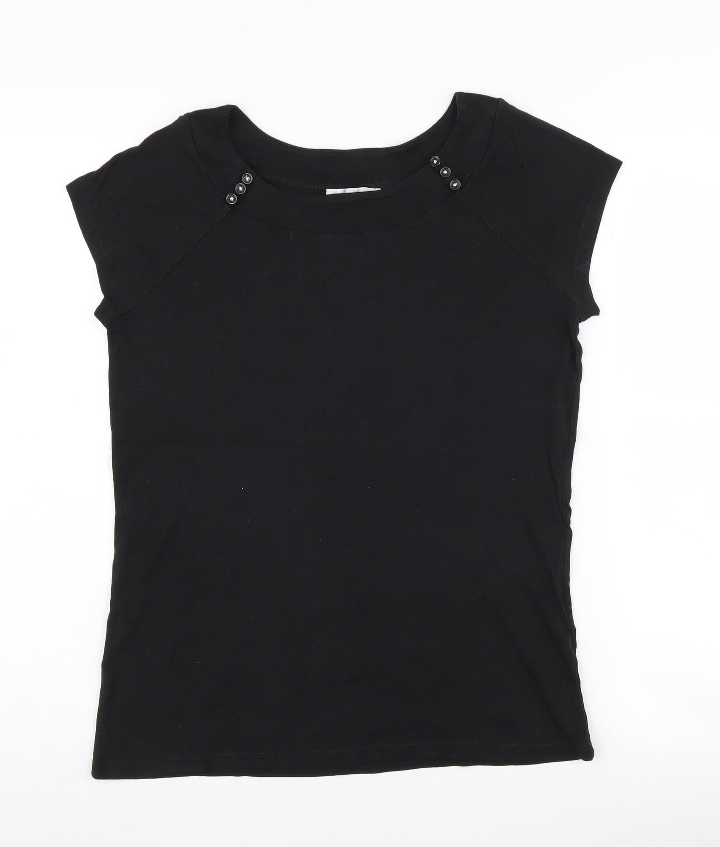 Laura Ashley Women's Black Boat Neck T-Shirt Size 14