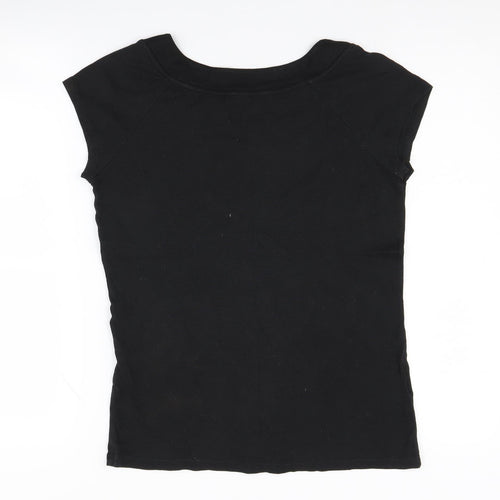 Laura Ashley Women's Black Boat Neck T-Shirt Size 14
