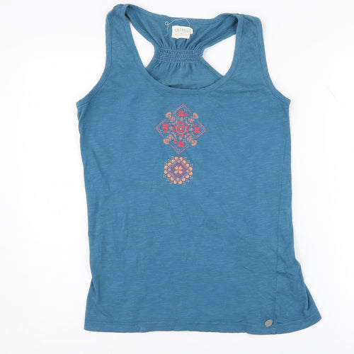 Saltrock Women's Blue Tank Top Size 12 Cotton Embroidered