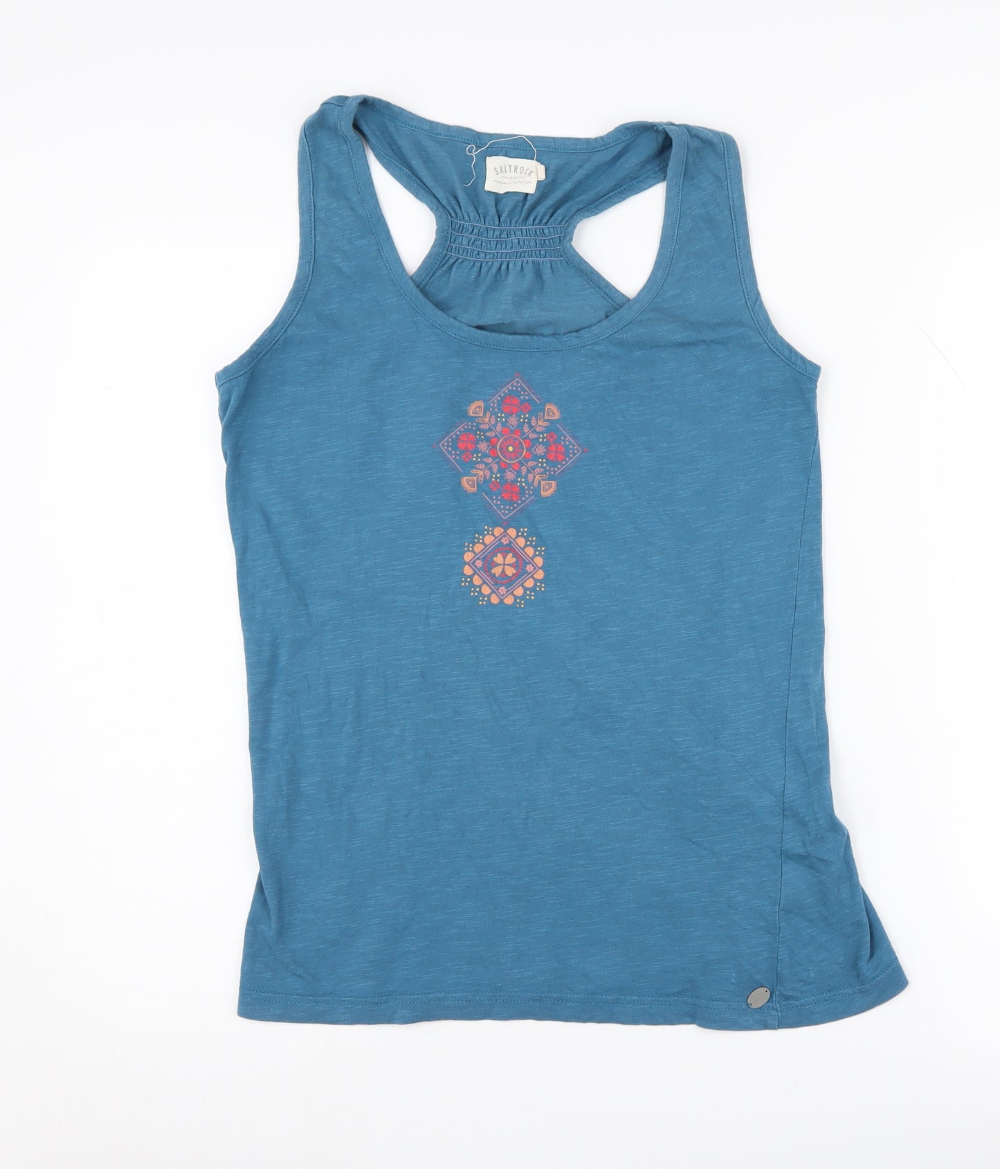 Saltrock Women's Blue Tank Top Size 12 Cotton Embroidered