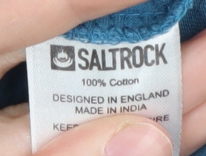 Saltrock Women's Blue Tank Top Size 12 Cotton Embroidered