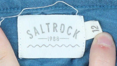 Saltrock Women's Blue Tank Top Size 12 Cotton Embroidered