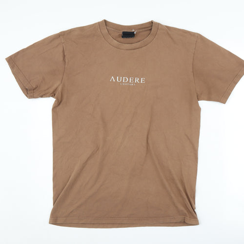 AUDERE COUTURE Men's Brown Crew Neck T-Shirt M