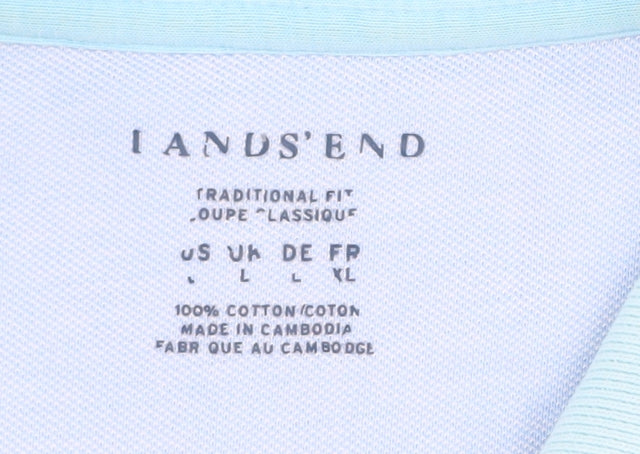 Lands' End Men's Blue Polo Shirt Size L Classic Fit