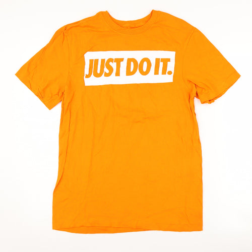 Nike Men's Orange Small T-Shirt - Just Do It Graphic