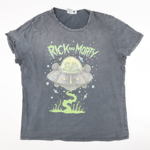 Rick and Morty Men's Grey 2XL Graphic T-Shirt