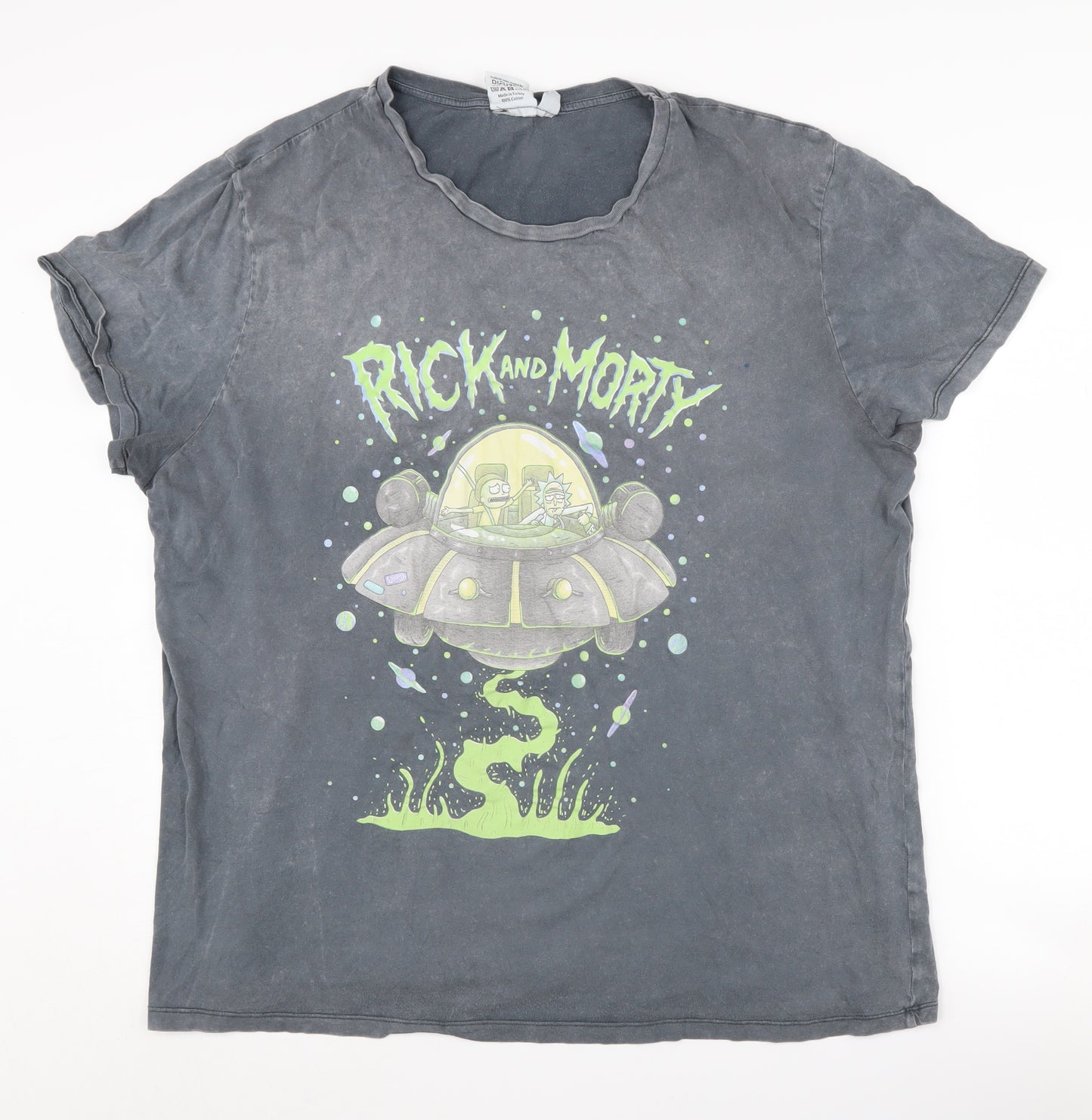Rick and Morty Men's Grey 2XL Graphic T-Shirt