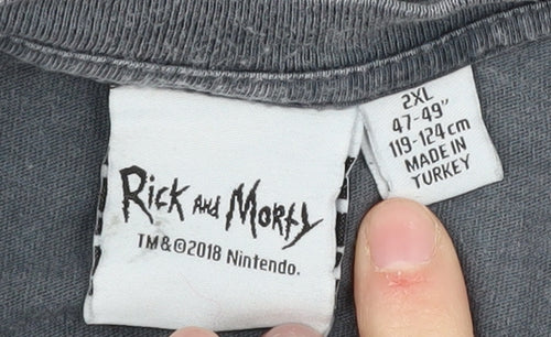 Rick and Morty Men's Grey 2XL Graphic T-Shirt