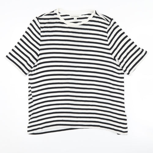 Marks & Spencer Women's Black Striped T-Shirt Size 10