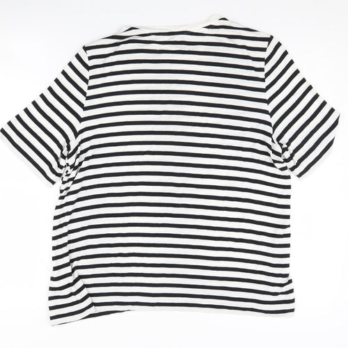 Marks & Spencer Women's Black Striped T-Shirt Size 10