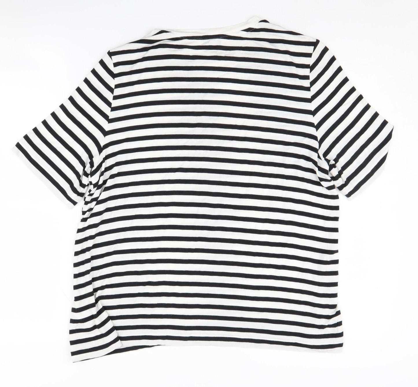 Marks & Spencer Women's Black Striped T-Shirt Size 10