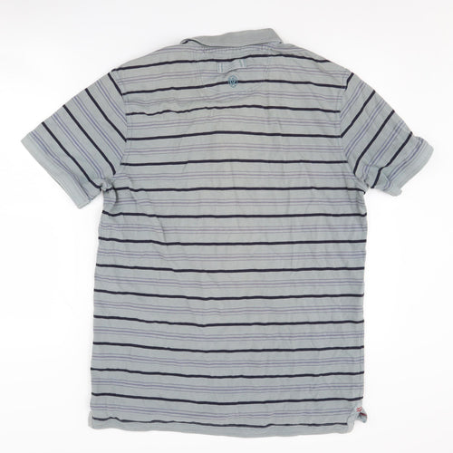 FatFace Men's Blue Striped Polo, Size L, Cotton