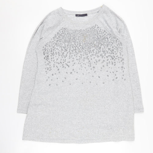 Marks and Spencer Women's Grey Glitter Pullover Jumper, Size 14