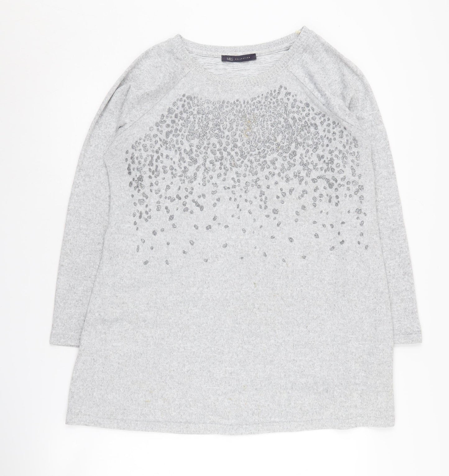 Marks and Spencer Women's Grey Glitter Pullover Jumper, Size 14