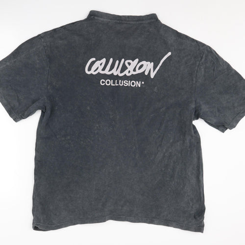 Collusion Men's Black Crew Neck T-Shirt, M