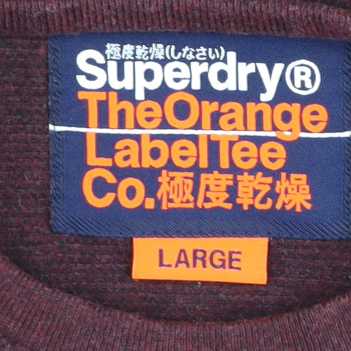 Superdry Men's Red Long Sleeve Crew T-Shirt Large