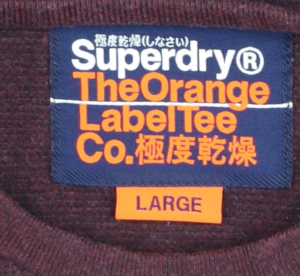 Superdry Men's Red Long Sleeve Crew T-Shirt Large