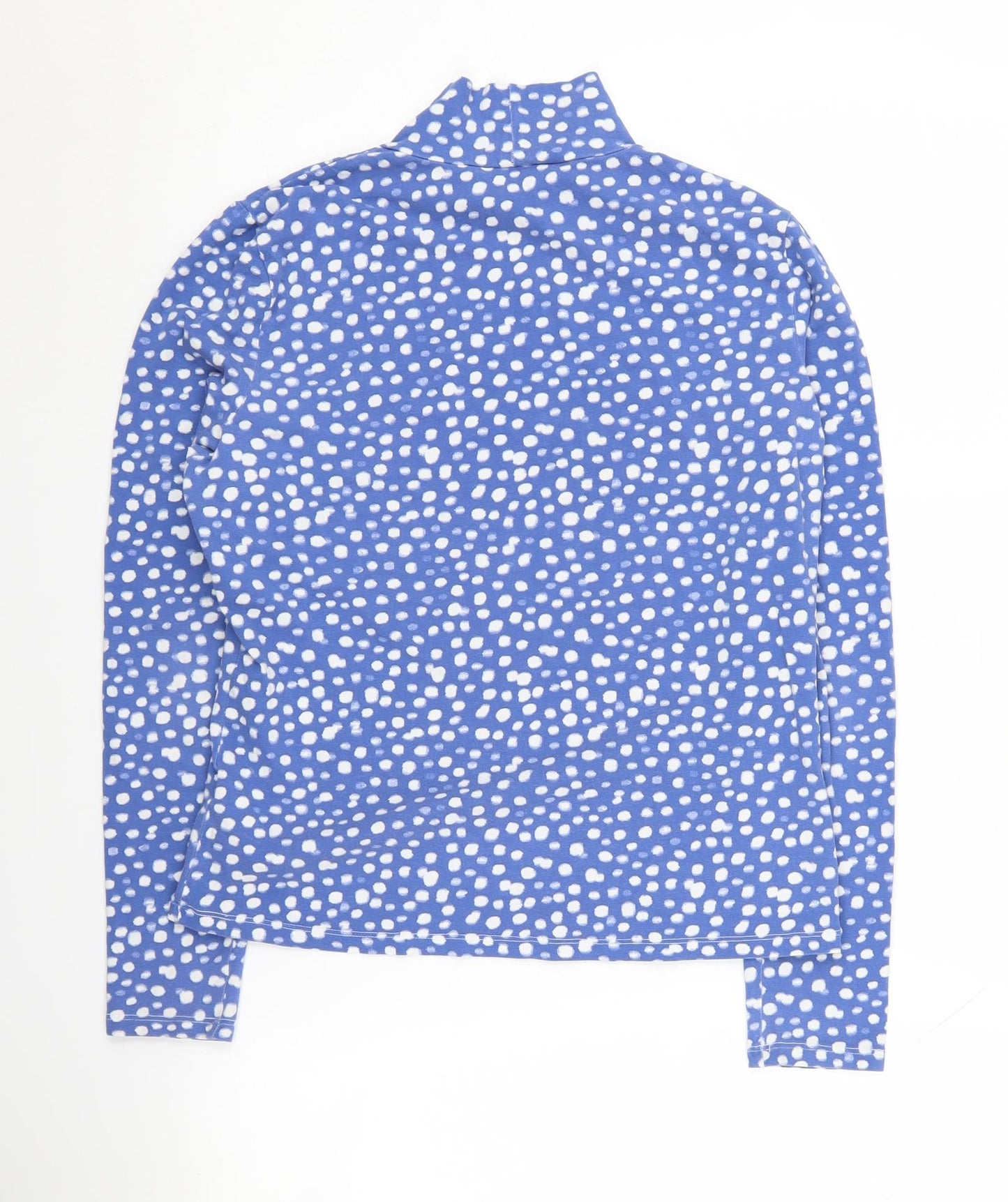 Monki Women's Blue High Neck Polka Dot Pullover Size M