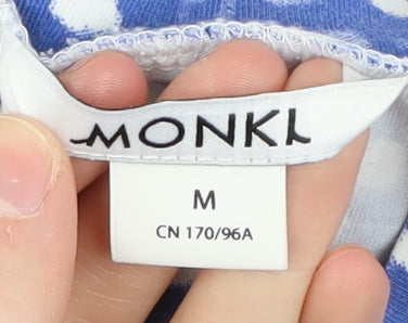 Monki Women's Blue High Neck Polka Dot Pullover Size M