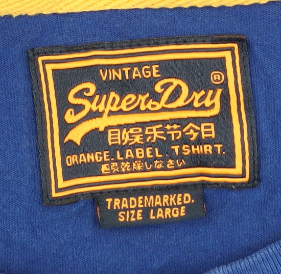Superdry Men's Blue Crew Neck T-Shirt Size L