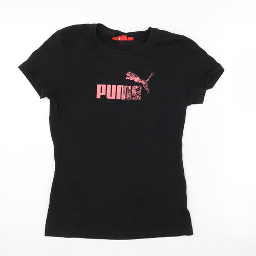 Puma Women's Black T-Shirt, Size 12, Casual Sportswear