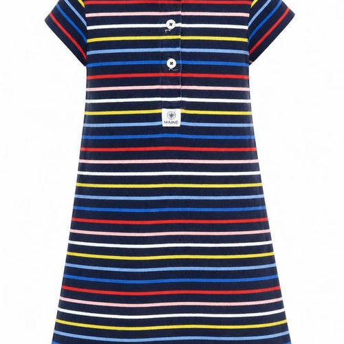 Maine New England Girls Striped Collared T-Shirt Dress, 9-10 Yrs
