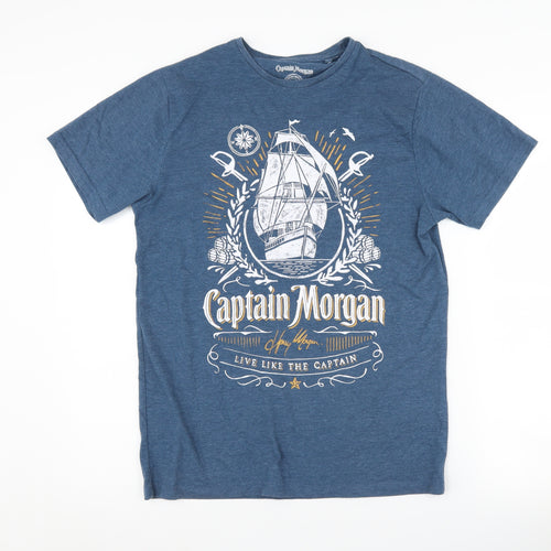 Captain Morgan Men's Blue Nautical Graphic T-Shirt, S