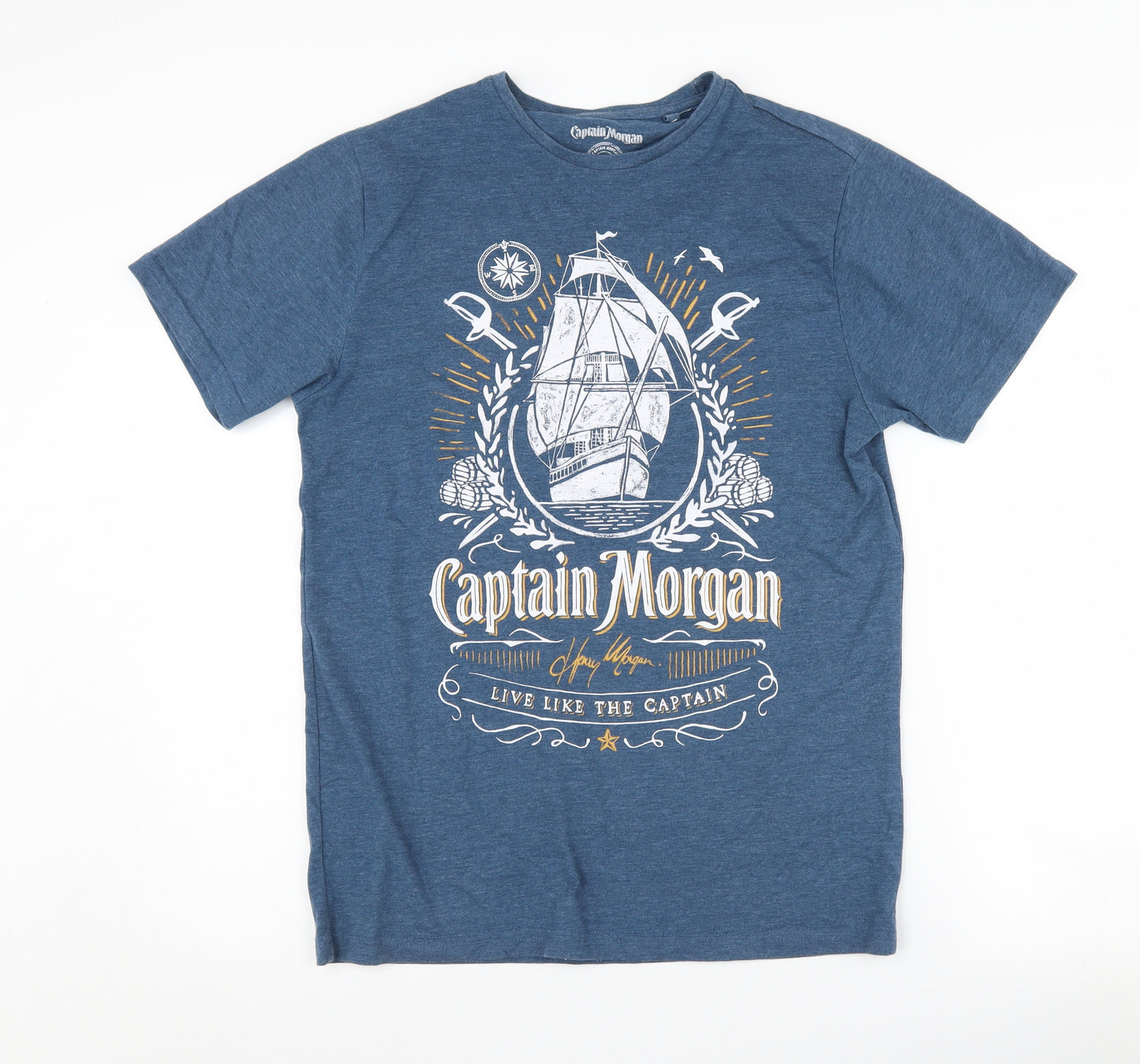 Captain Morgan Men's Blue Nautical Graphic T-Shirt, S
